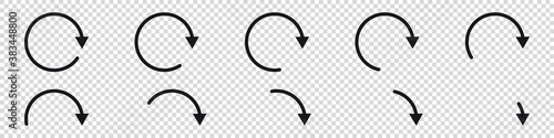Circle Arrows - Different Lenghts Vector Illustrations Set - Isolated On Transparent Background