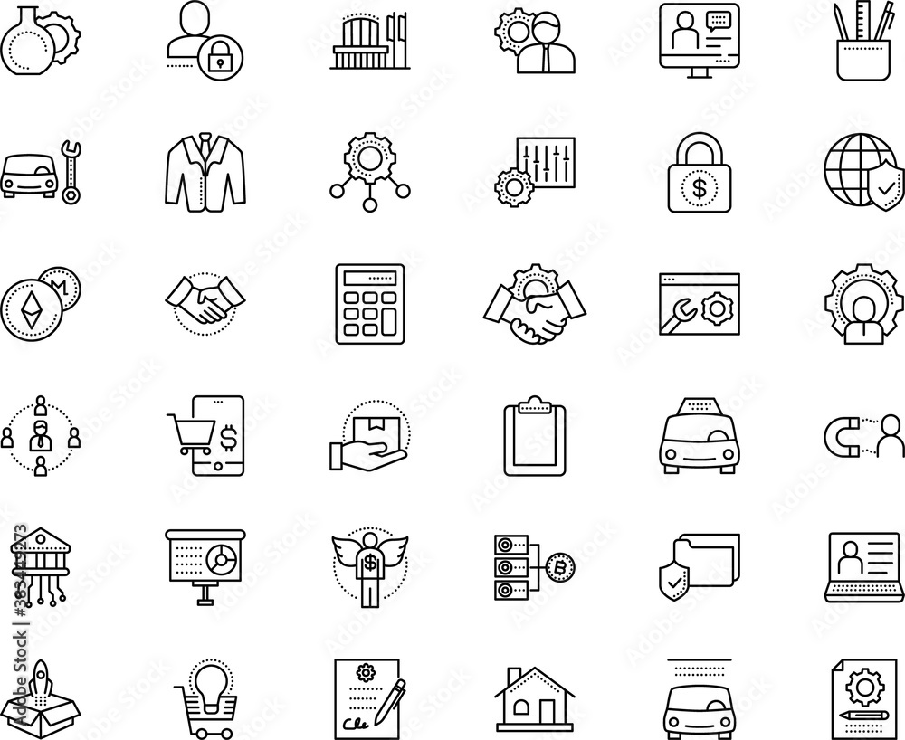 business vector icon set such as: site, packaging, stand, idea, tube, architecture, blank, course, template, statistics, hr, server, chemical, lined, wings, responsive, gesture, cardboard, present