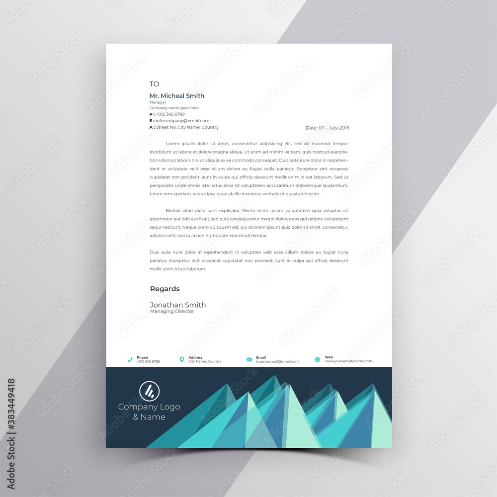 Fototapeta premium Modern Vector Letterhead Template Design