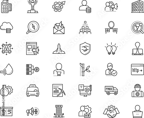 business vector icon set such as: van, award, psychologist, repair man, fire, knowledge, adventure, consumer, magnify, domain, yes, mail, bank, compass, taxi, processor, direction, hard hat, relation