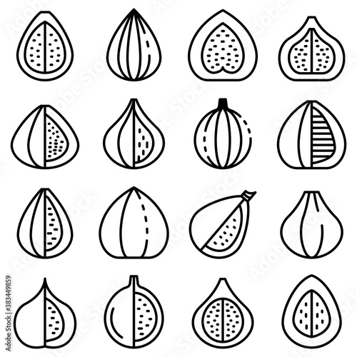 Figs icons set. Outline set of figs vector icons for web design isolated on white background photo