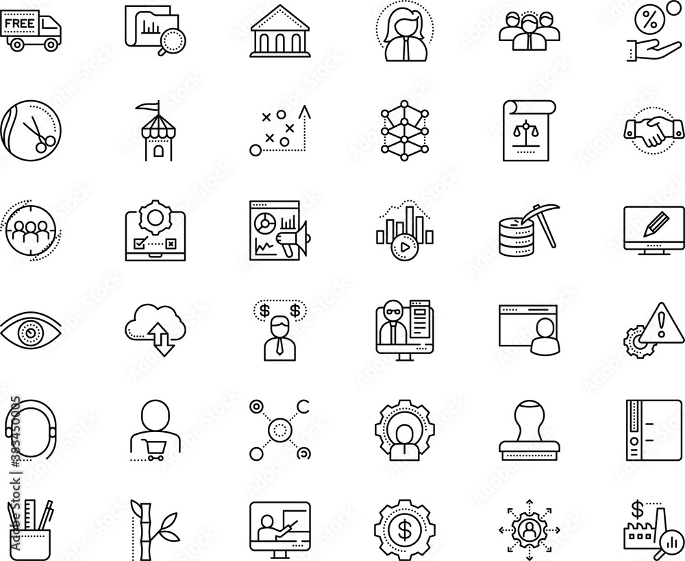 business vector icon set such as: health, assembly, users, ancient, clip, sport, barber, rich, handle, leaf, table, garden, hairdressing, courier, application, news, authority, paperwork, webmaster