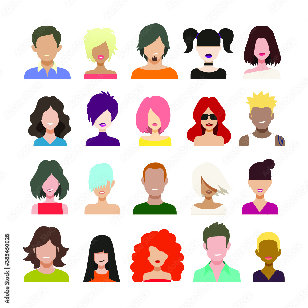 Avatars icons, man and women, people, isolated vector illustration. Design for web, stickers, logo and app. Avatars icons, man and women, people, isolated vector illustration. Design for web, stickers, logo and app.