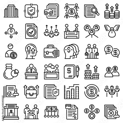 Shareholder icons set. Outline set of shareholder vector icons for web design isolated on white background