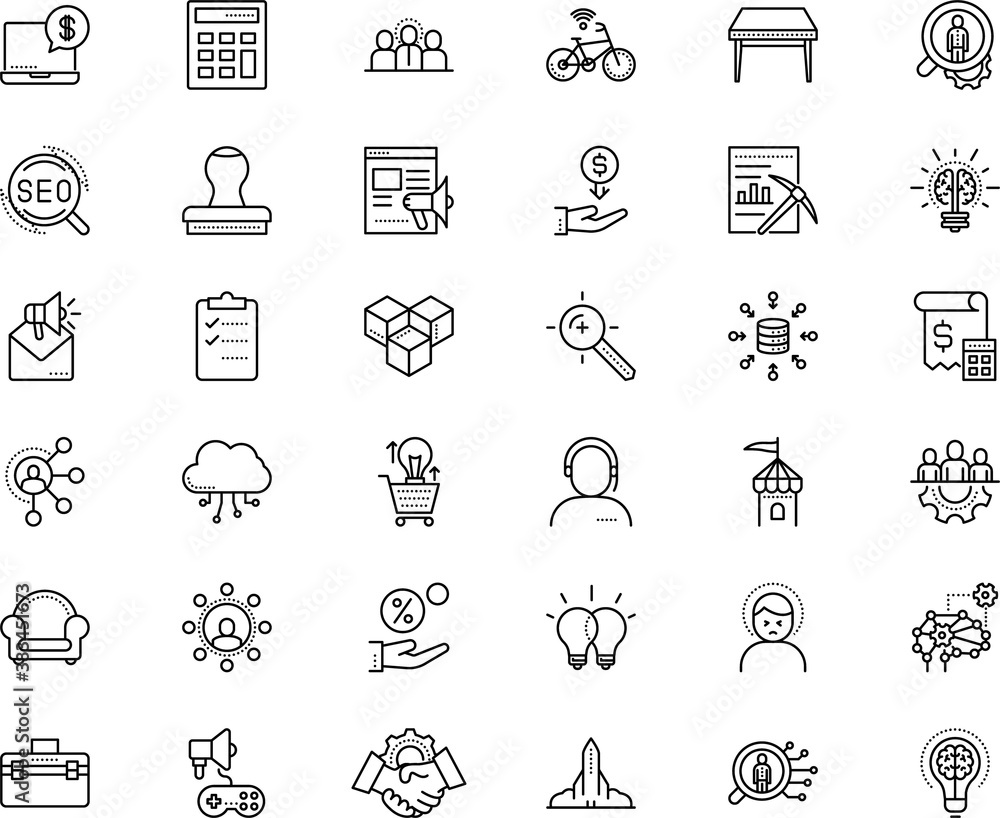 business vector icon set such as: kit, psychologist, assistant, gamer, rocket, keyword, cold, file, talk, megaphone, occupation, elements, two, up, instrument, console, profile, invention, chair business vector icon set such as: kit, psychologist, assistant, gamer, rocket, keyword, cold, file, talk, megaphone, occupation, elements, two, up, instrument, console, profile, invention, chair