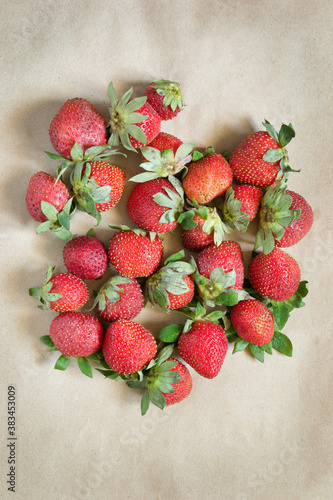 Strawberries on craft paper