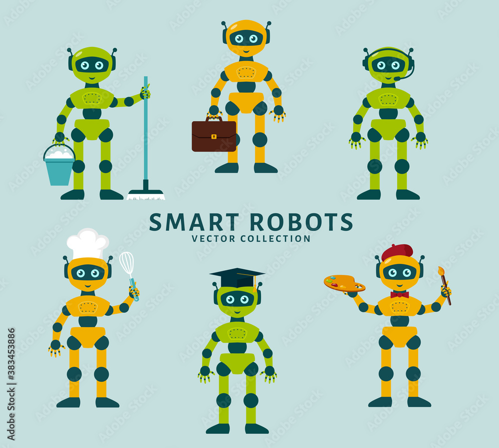 Robot's occupations. Vector collection.