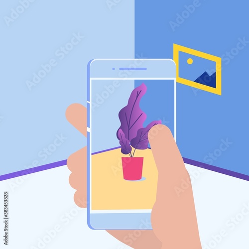 Augmented reality mobile application concept. Vector illustration