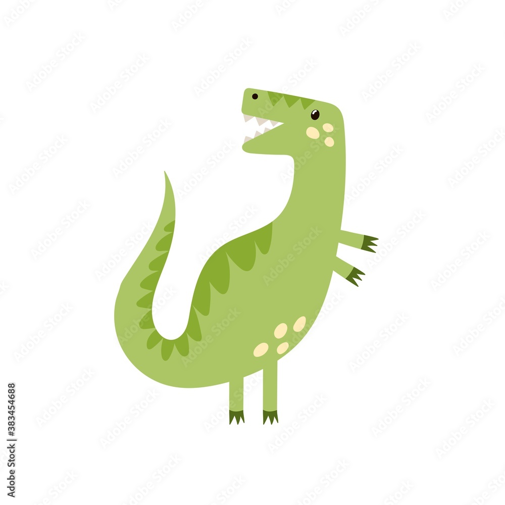 Obraz premium Cute tyrannosaurus rex in cartoon style isolated element. Funny dinosaur