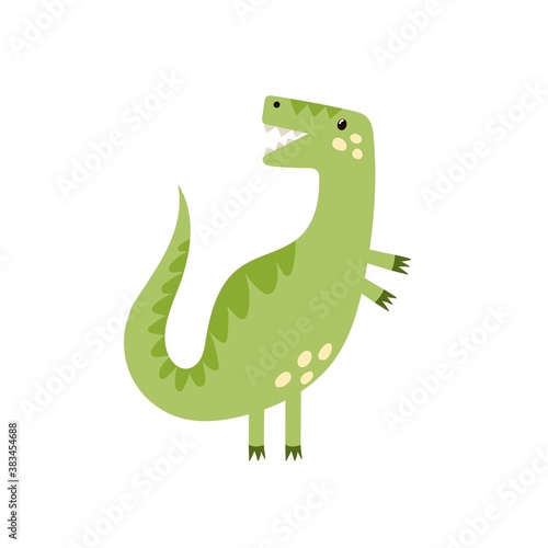 Cute tyrannosaurus rex in cartoon style isolated element. Funny dinosaur