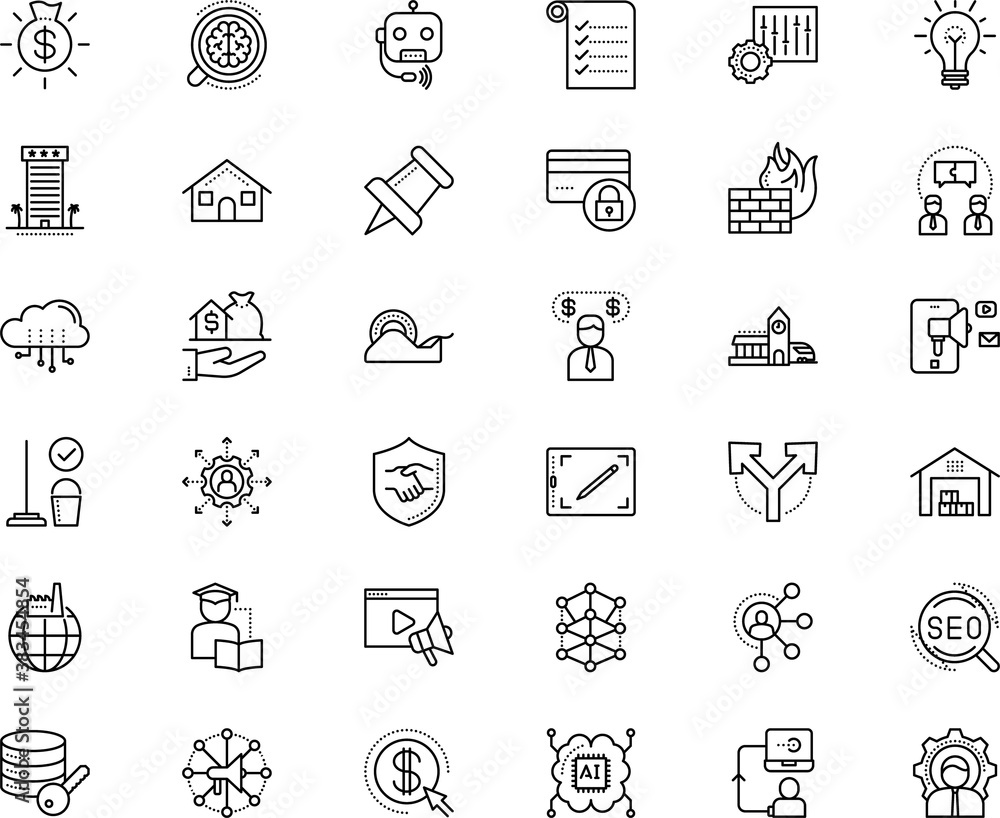 business vector icon set such as: drawing, trust, needle, housework, profit, choose, glyph, partner, virus, arc, yes, mill, shiny, course, platform, credit, speak, 3d, server, electricity, scotch