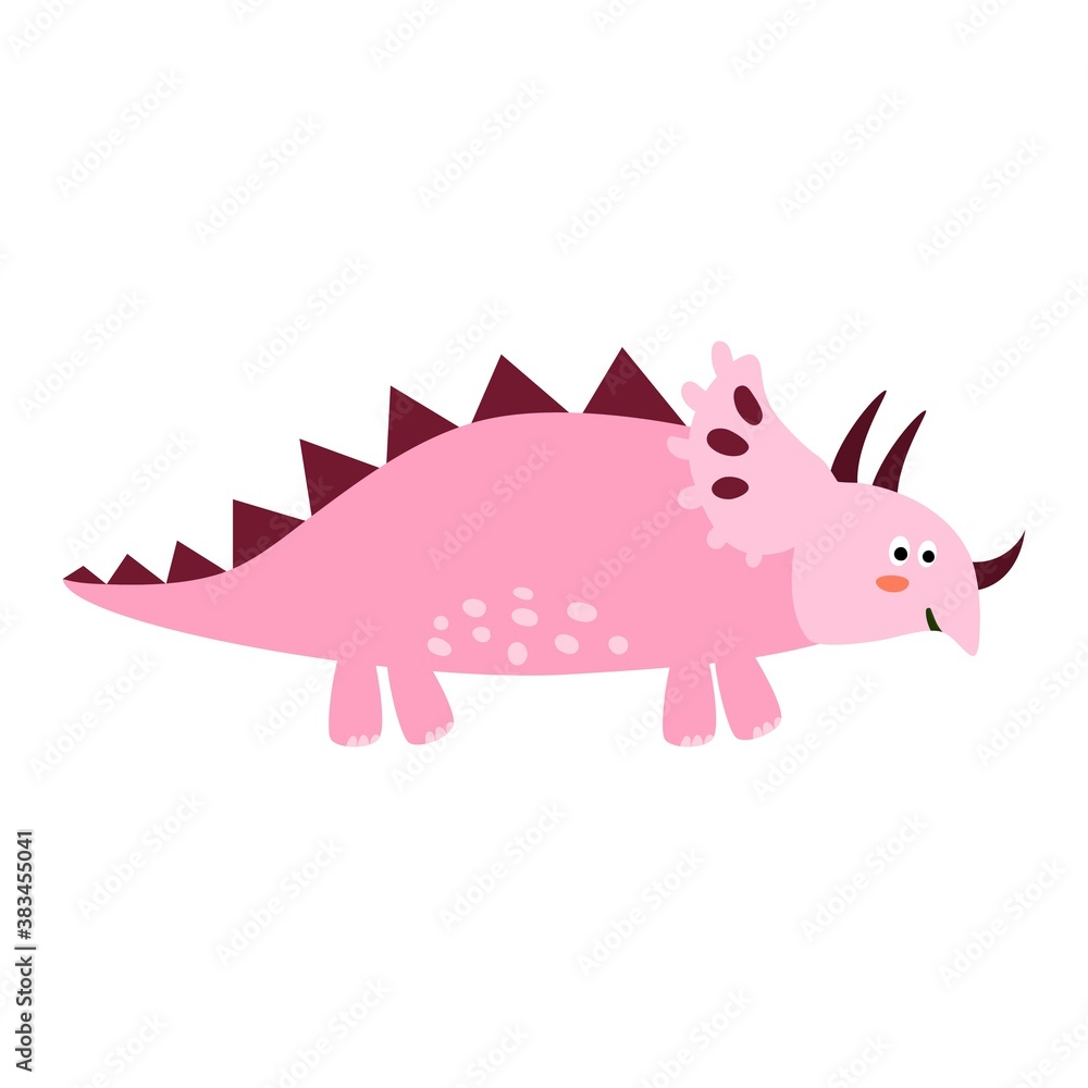 Cute triceratops isolated element. Funny dinosaur for kids design Cute triceratops isolated element. Funny dinosaur for kids design