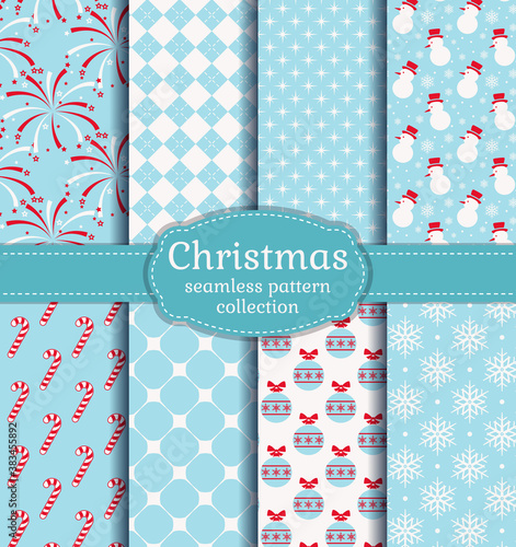 Christmas seamless patterns. Vector set.