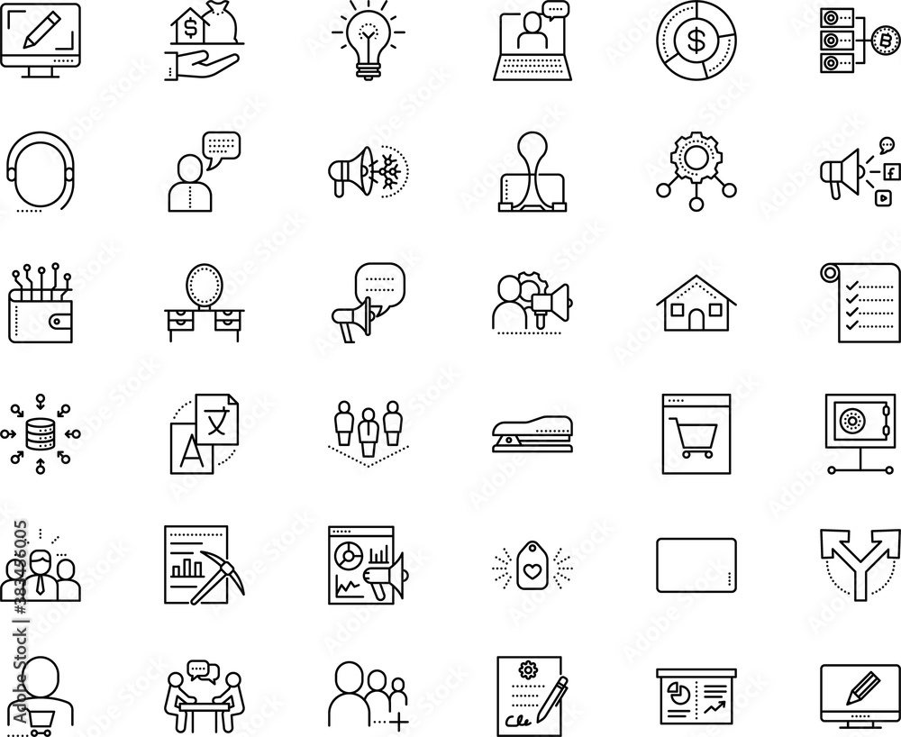 business vector icon set such as: speak, secure, business person, research, male, glass, interface, word, policy, sharing, statistic, street, architecture, telephone, development, forward, interior