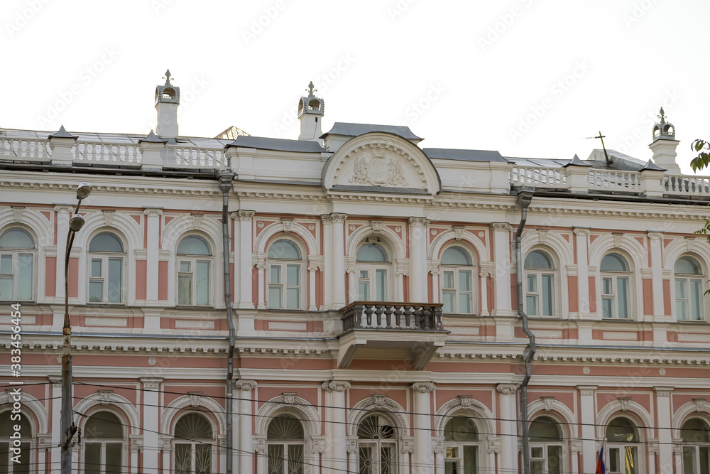 Yaroslavl. Historic buildings; 18th-19th century; Beautiful ceremonial buildings at sunset.