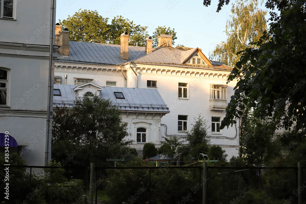 Yaroslavl. Historic buildings; 18th-19th century; Beautiful ceremonial buildings at sunset.