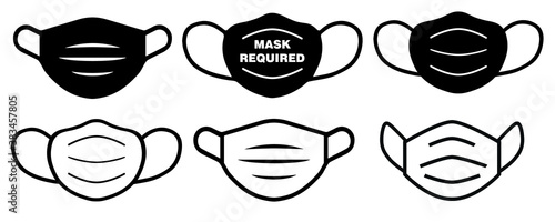 Social distancing concept for preventing coronavirus covid-19.Protective Mask Icon Mouth Guard Vector Graphic Isolated. Mask Request sign