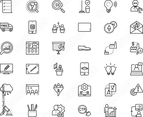 business vector icon set such as: graduate, hammer, shipping, blank, patient, say, material, conflict, formal, seminar, creativity, system, personnel, conversion, wi-fi, speed, drafting, stand, arrow