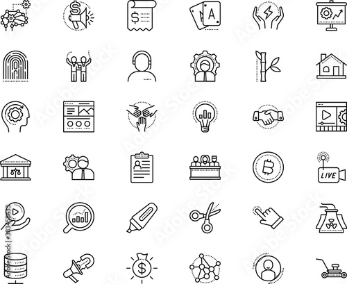 business vector icon set such as: mechanism, lined, summer, exchange, helpline, justice, order, solution, first, heart, assistant, force, throw, estimation, pride, agreement, letter, casino