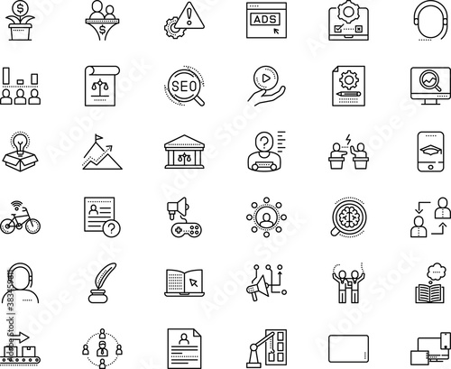 business vector icon set such as: leader, income, portrait, related, inspiration, tick, module, production, friends, parliament, cycle, pictogram, light, university, professional, discussion