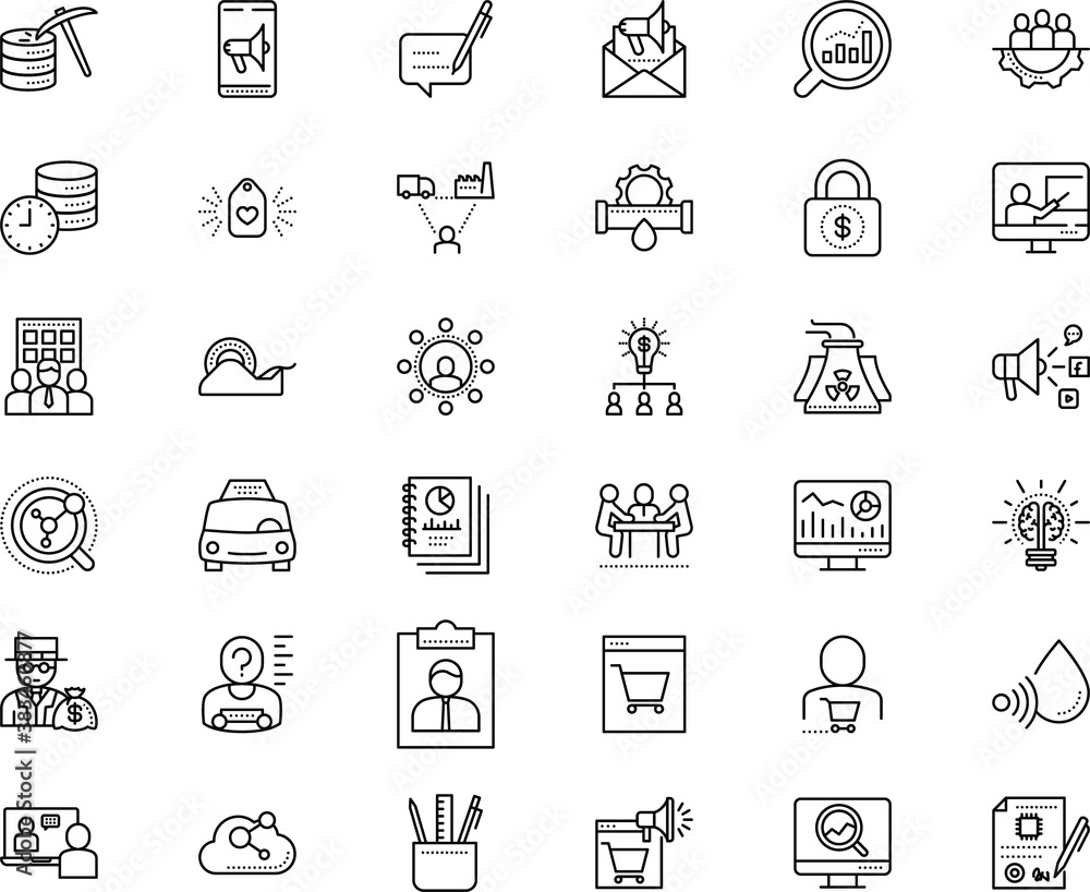 business vector icon set such as: mind, adhesive, affiliate, pipe, realtime, responsive, radioactive, pointer, interface, engagement, account, advertisement, block, gear, answer, bubble business vector icon set such as: mind, adhesive, affiliate, pipe, realtime, responsive, radioactive, pointer, interface, engagement, account, advertisement, block, gear, answer, bubble