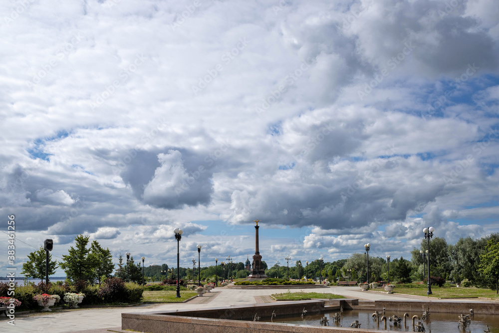 Bright summer day in the Strelka of Yaroslavl