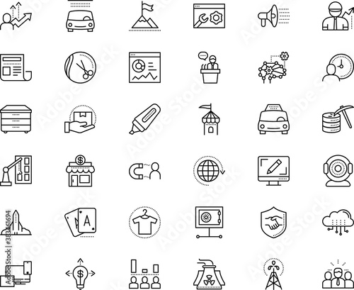 business vector icon set such as: rise, beauty, relations, safe, relationship, board, talking, space, mining, paint, diesel, optical, motivational, download, button, organization, barber, advertising