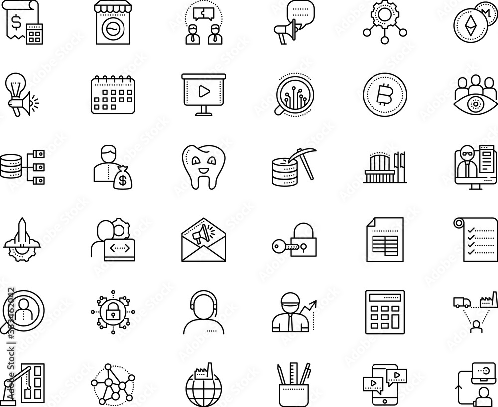 business vector icon set such as: space, tooth, together, seo, programming, invest, showcase, eps, emblem, client, conformity, attention, cleaning, waves, password, privacy, find, asset, startup