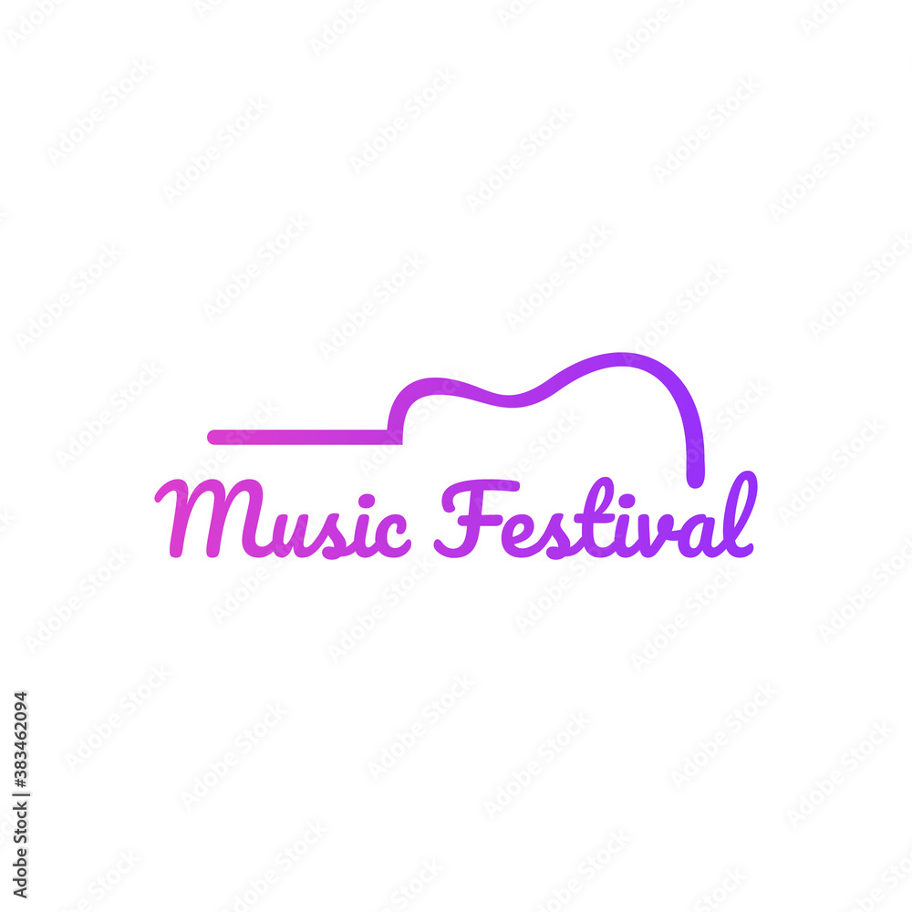 Music logo from the outline of a guitar