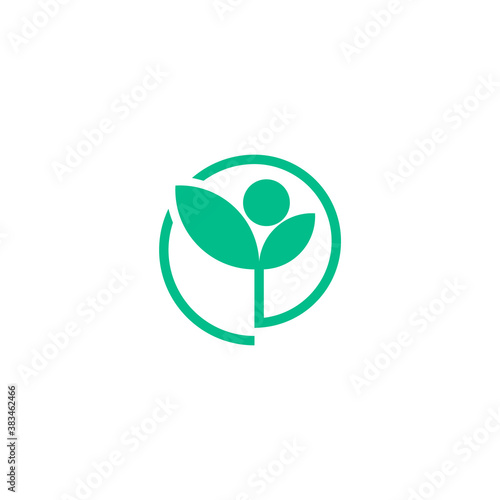 logo of leaves and a human figure in a circle