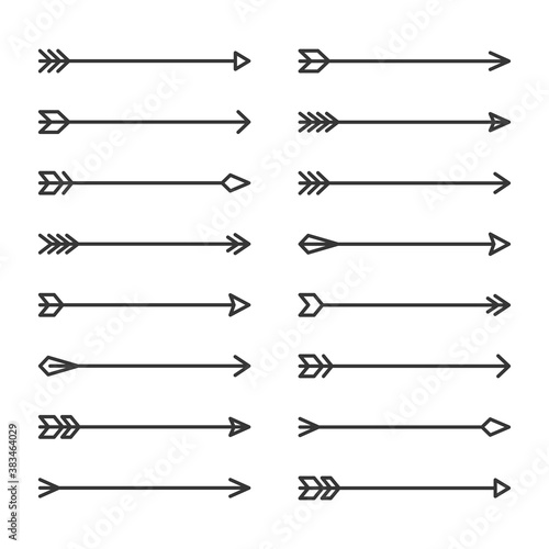 Hipster Arrows Set on White Background. Vector