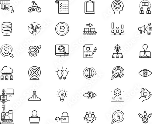 business vector icon set such as: scanning, help, shuttle, tutorial, software, spaceship, choosing, infographic, magnifying, inspiration, empathy, label, patient, compass, liquid, plan, rational