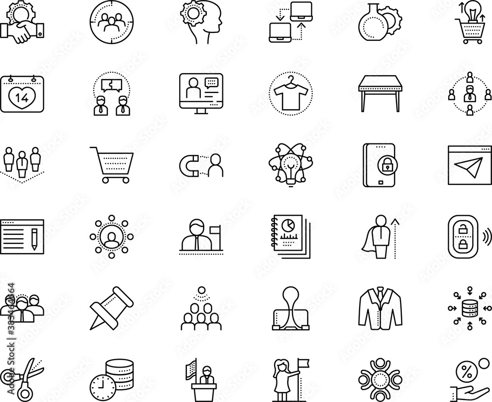 business vector icon set such as: interior, friend, engine, model, superhero, safety, advertising, template, smart, family, consumer, privacy, metallic, happy, safe, referral, friendship, display