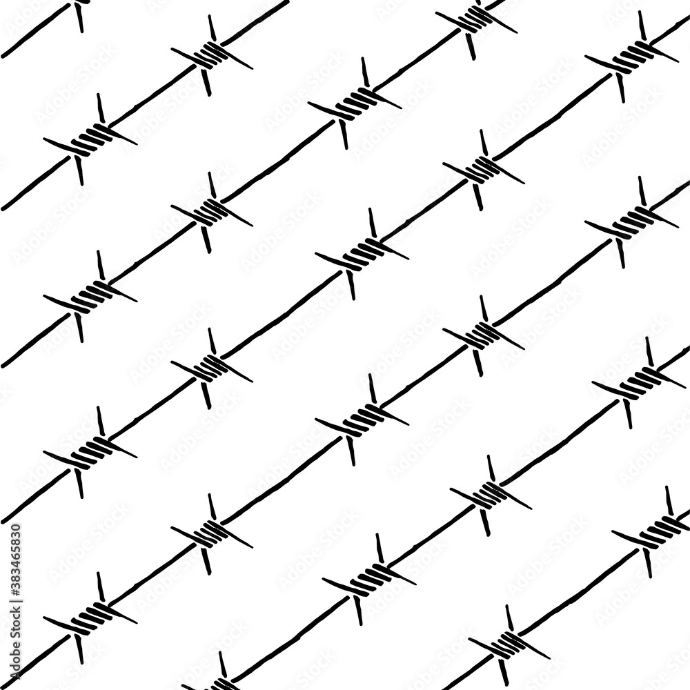 Barbed wire. Vector pattern barbed wire. Hand drawn. Barbed wire. Vector pattern barbed wire. Hand drawn.