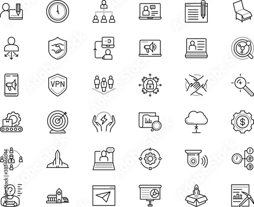 business vector icon set such as: rail, deal, fire, chair, keywords, authority, checklist, public, game, authentication, perfect, electric, resource, professional, increase, cogwheel, face, accurate