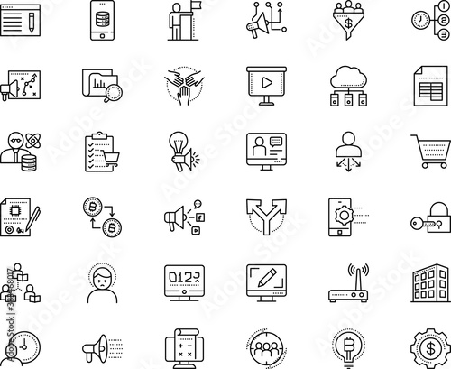 business vector icon set such as: peer, selection, mountain, brain, label, headache, flexibility, industry, e learning and education, e-commerce, course, funnel, invention, blue, hill, school, city