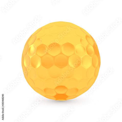 Golden golf award concept, shiny realistic metallic ball