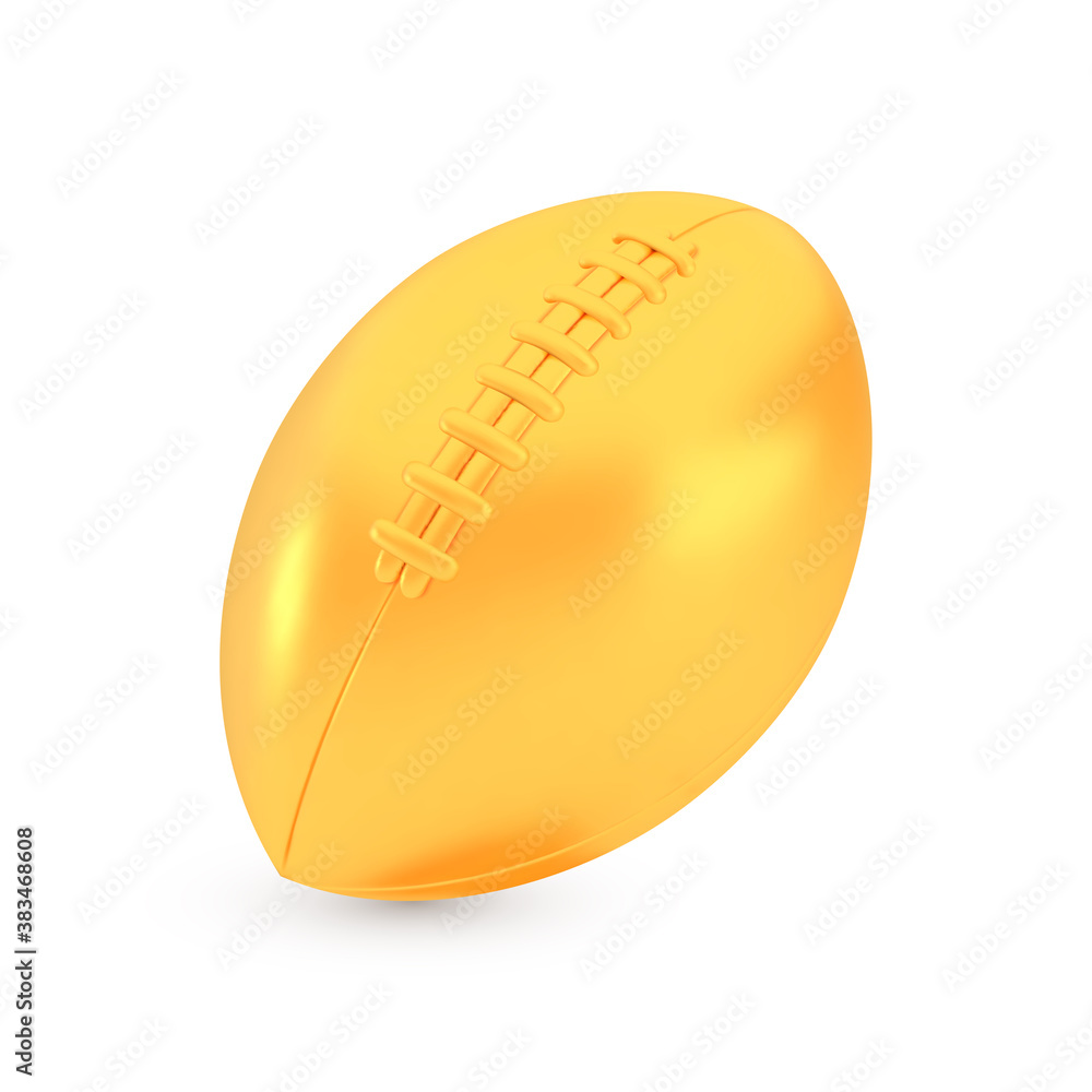 Golden American Football award concept, shiny realistic metallic ball Golden American Football award concept, shiny realistic metallic ball
