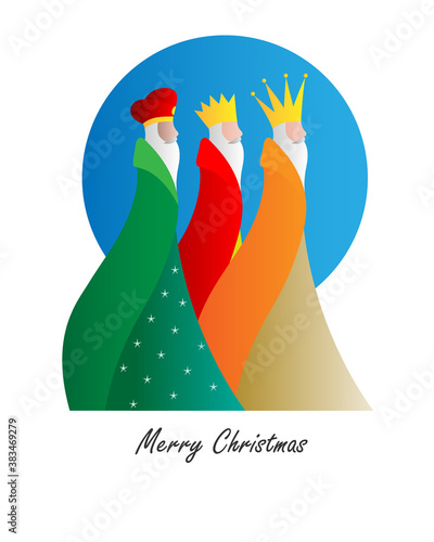 Card of the three wise men. Isolated vector