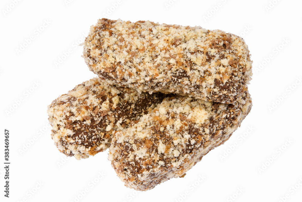 Baking sweet cookies with filling on a white background Baking sweet cookies with filling on a white background