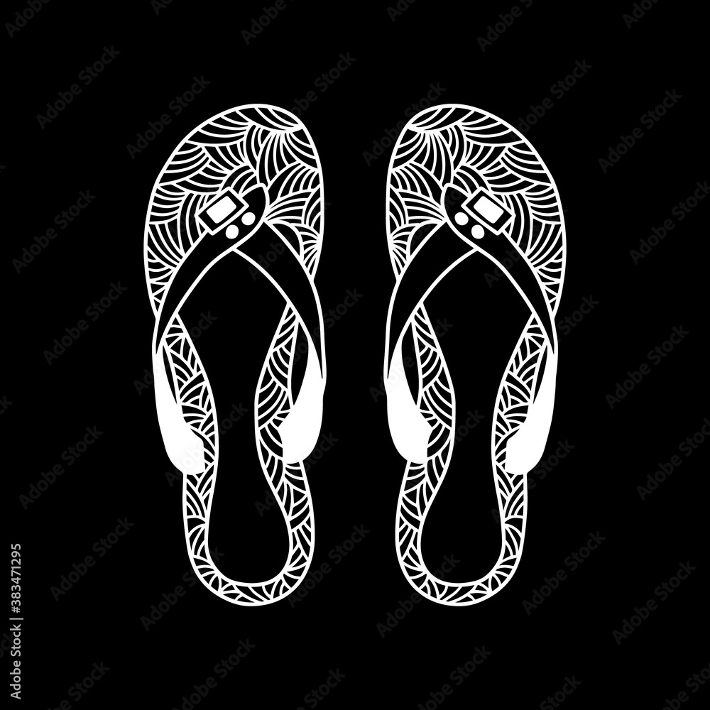 Doodle summer shoe icon. Sketch art. Outline vector stock illustration. EPS 10