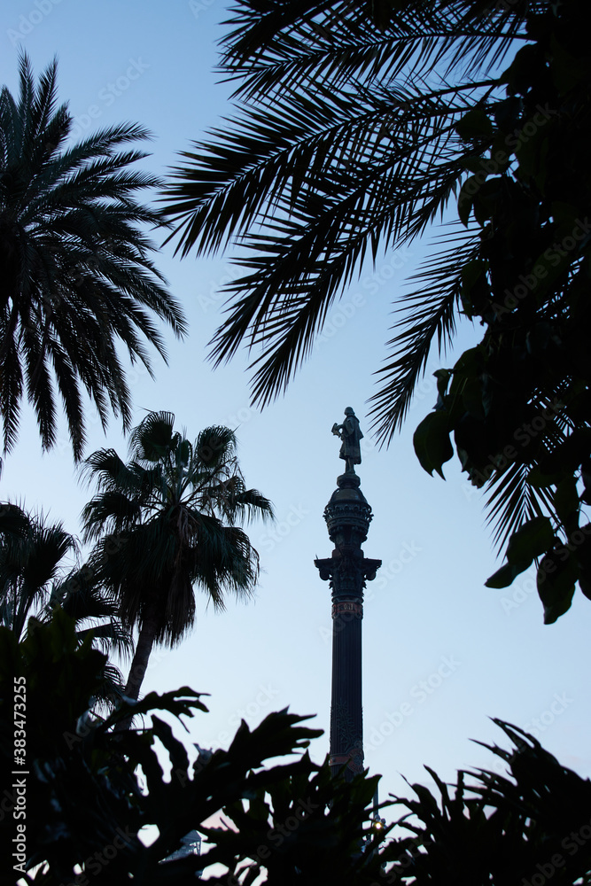 The Columbus monument in Barcelona,Spain