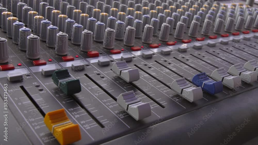 audio sound mixer, slides and knobs, music equipment audio sound mixer, slides and knobs, music equipment