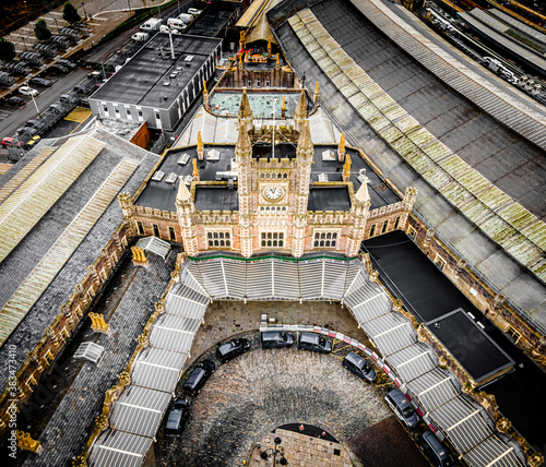 Aerial view of Bristol Temple meads train station photo