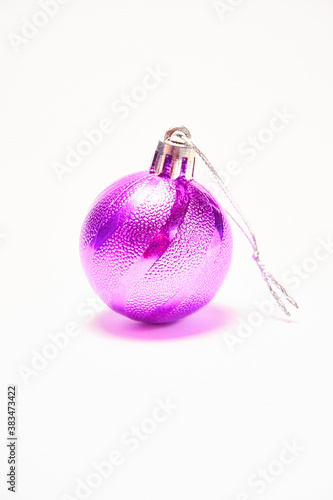 Purple Christmas ball on a white background, New Year, Christmas toys, holiday, Christmas.