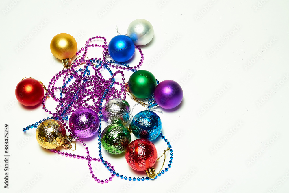 Christmas balls on a white background, top view, new year, Christmas decorations, holiday, christmas. Christmas balls on a white background, top view, new year, Christmas decorations, holiday, christmas.