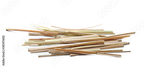 Straw, thatch pile isolated on white background