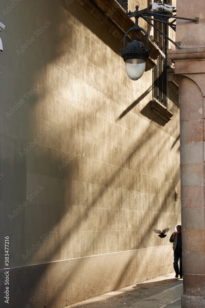 Streets in the Bari Gotic of Barcelona, Spain