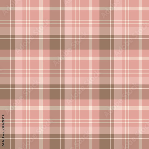 Seamless pattern in brown and discreet pink colors for plaid, fabric, textile, clothes, tablecloth and other things. Vector image.