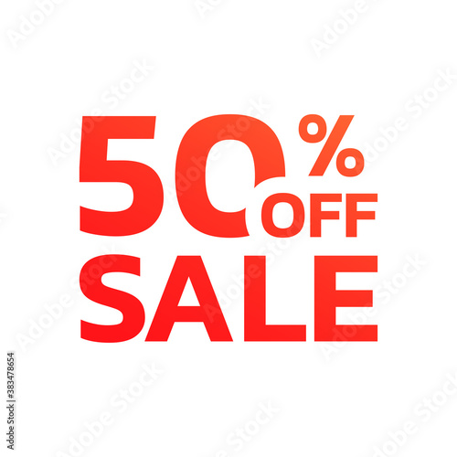 50 percent price off icon, label or tag. Sale banner. Discount badge or sticker design. Vector illustration.